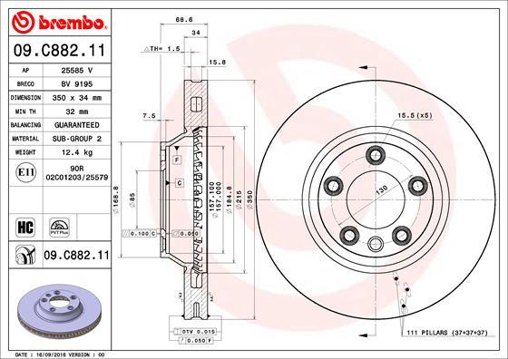 Brembo 09.C882.11 - Bremžu diski www.autospares.lv