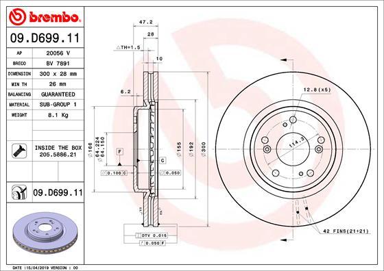 Brembo 09.D699.11 - Bremžu diski www.autospares.lv