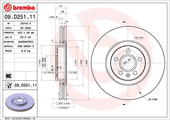 Brembo 09.D251.11 - Bremžu diski www.autospares.lv