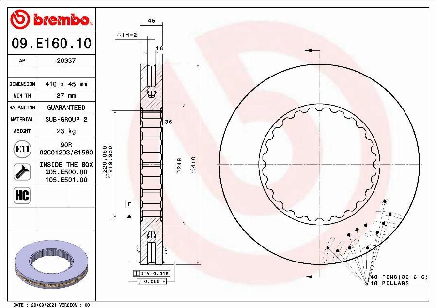 Brembo 09.E160.10 - Bremžu diski www.autospares.lv