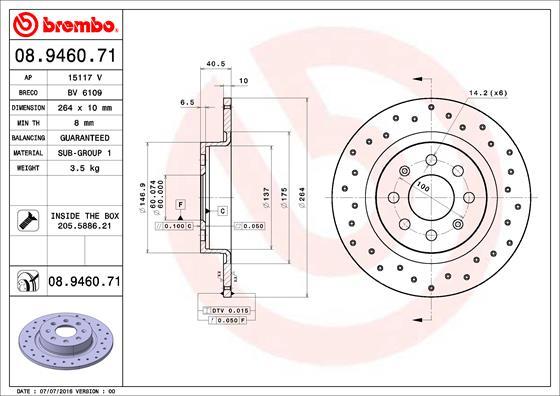 Brembo 08.9460.71 - Bremžu diski www.autospares.lv