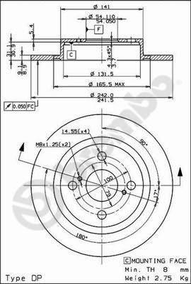 Brembo 08.9180.10 - Bremžu diski www.autospares.lv