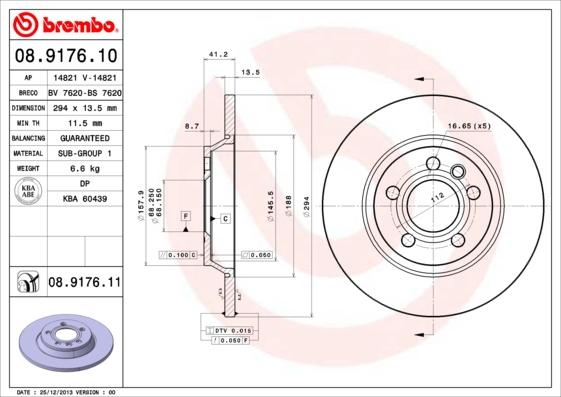 Brembo 08.9176.10 - Bremžu diski www.autospares.lv