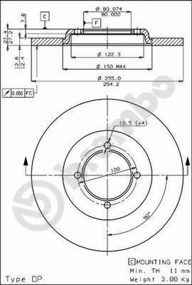 Brembo 08.4496.10 - Bremžu diski autospares.lv