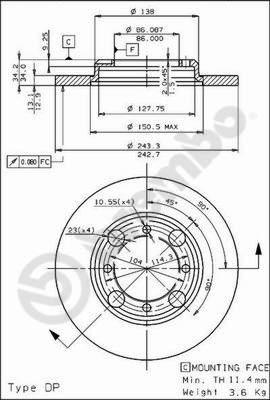 Brembo 08.4786.10 - Bremžu diski www.autospares.lv