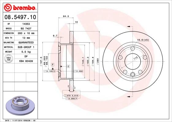 Brembo 08.5497.10 - Bremžu diski www.autospares.lv