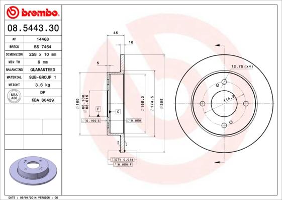 Brembo 08.5443.30 - Bremžu diski www.autospares.lv