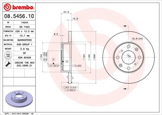 Brembo 08.5456.10 - Bremžu diski autospares.lv