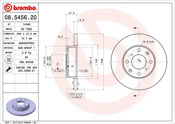 Brembo 08.5456.20 - Bremžu diski autospares.lv