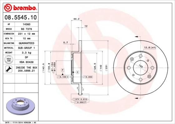 Brembo 08.5545.10 - Bremžu diski www.autospares.lv