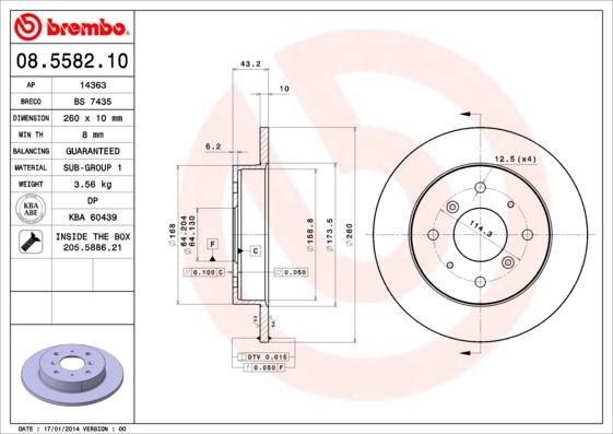 Brembo 08.5582.10 - Bremžu diski www.autospares.lv