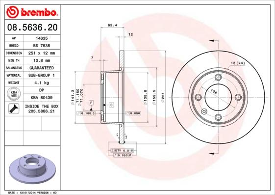 Brembo 08.5636.20 - Bremžu diski www.autospares.lv