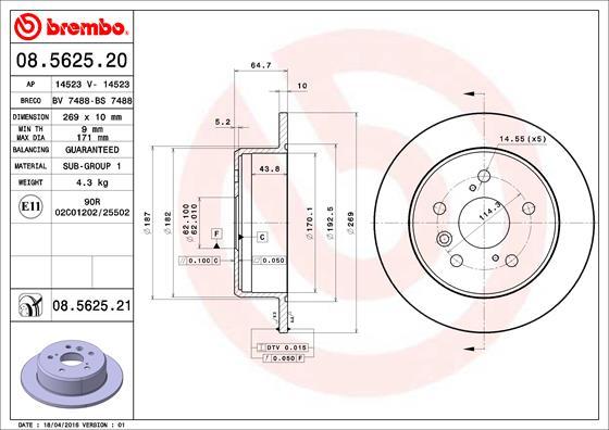 Brembo 08.5625.21 - Bremžu diski www.autospares.lv