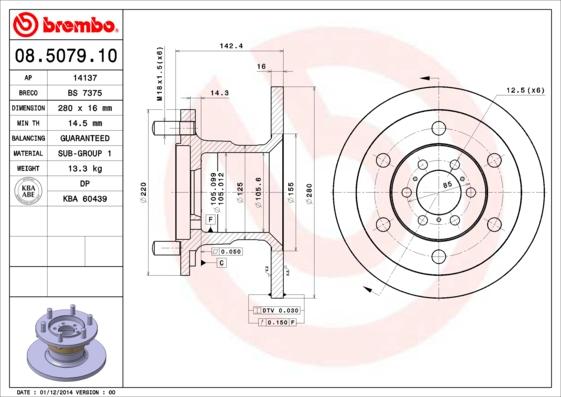 Brembo 08.5079.10 - Bremžu diski www.autospares.lv