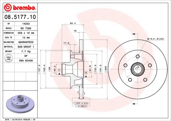 Brembo 08.5177.10 - Bremžu diski www.autospares.lv