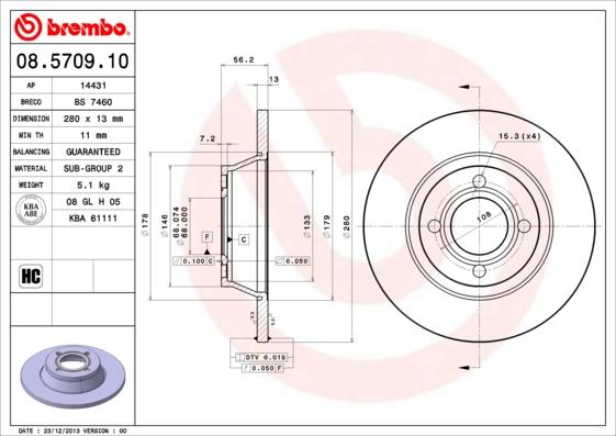 Brembo 08.5709.10 - Bremžu diski www.autospares.lv