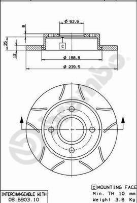 Brembo 08.6903.75 - Bremžu diski autospares.lv