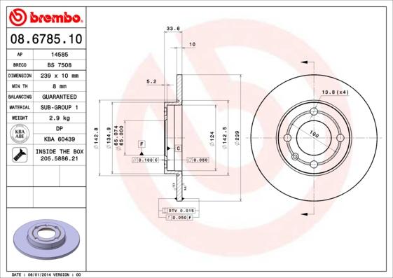 Brembo 08.6785.10 - Bremžu diski www.autospares.lv