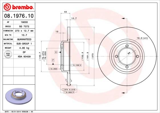 Brembo 08.1976.10 - Bremžu diski www.autospares.lv