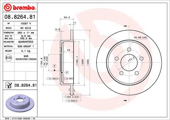 Brembo 08.8264.81 - Bremžu diski www.autospares.lv