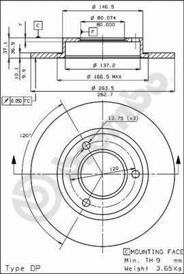 Brembo 08.3962.09 - Bremžu diski www.autospares.lv