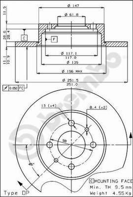 Brembo 08.3449.10 - Bremžu diski www.autospares.lv