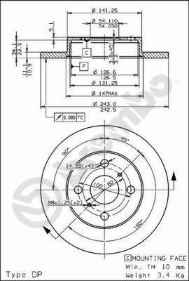 Brembo 08.3110.10 - Bremžu diski www.autospares.lv