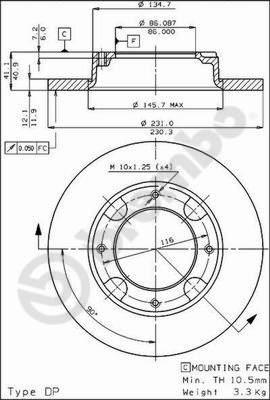 Brembo 08.3854.10 - Bremžu diski www.autospares.lv