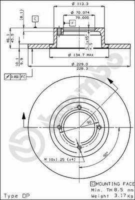 Brembo 08.3313.10 - Bremžu diski www.autospares.lv