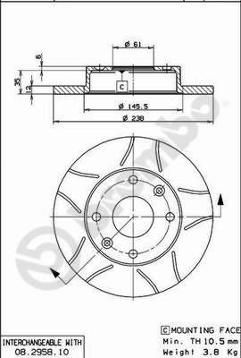 Brembo 08.2958.75 - Тормозной диск www.autospares.lv