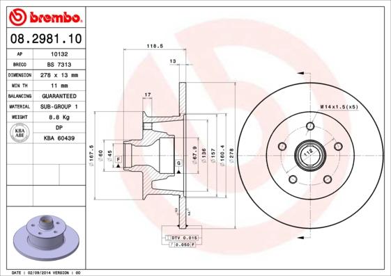 Brembo 08.2981.10 - Bremžu diski www.autospares.lv