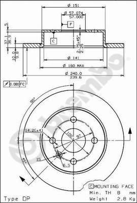 Brembo 08.7626.75 - Bremžu diski www.autospares.lv