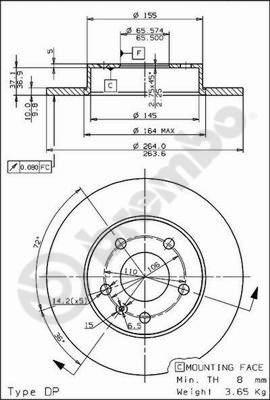 Brembo 08.7627.75 - Bremžu diski www.autospares.lv