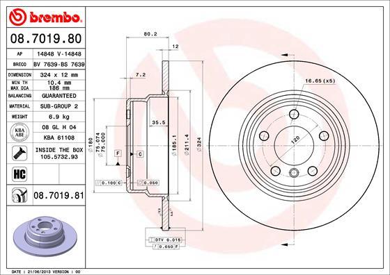 Brembo 08.7019.81 - Bremžu diski www.autospares.lv