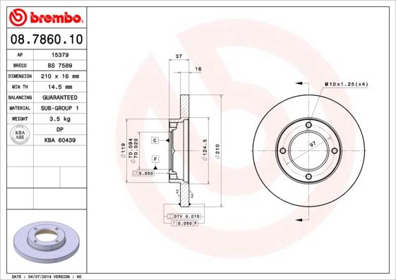 Brembo 08.7860.10 - Bremžu diski www.autospares.lv