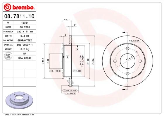 Brembo 08.7811.10 - Bremžu diski www.autospares.lv