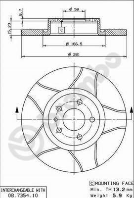 Brembo 08.7354.75 - Bremžu diski www.autospares.lv