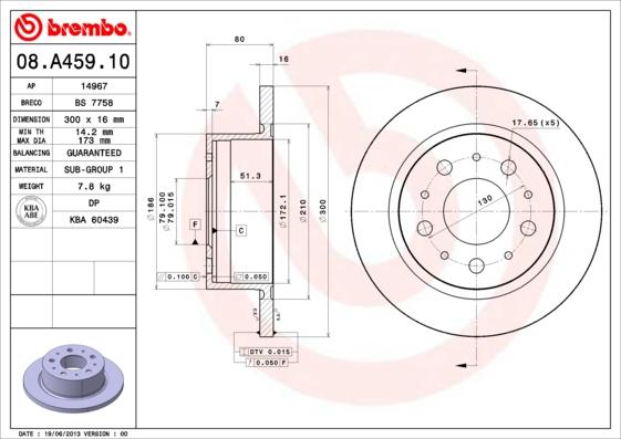 Brembo 08.A459.10 - Brake Disc www.autospares.lv