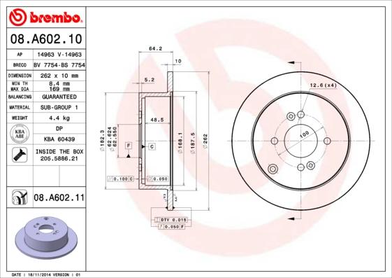 Brembo 08.A602.11 - Bremžu diski autospares.lv