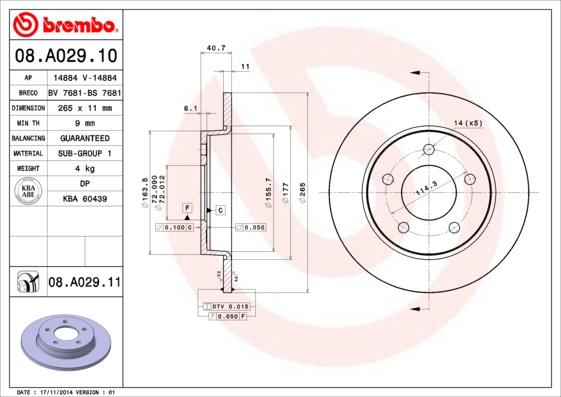 Brembo 08.A029.10 - Brake Disc www.autospares.lv