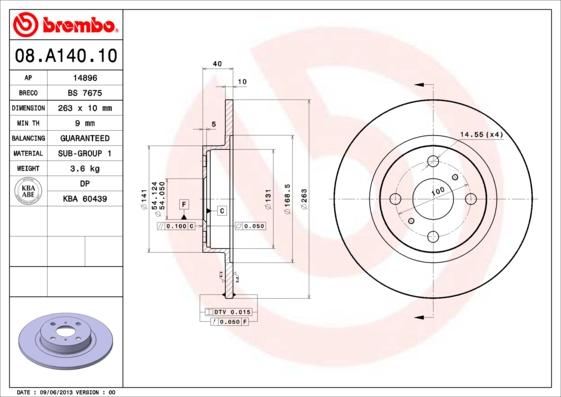 Brembo 08.A140.10 - Brake Disc www.autospares.lv