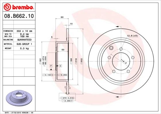 Brembo 08.B662.11 - Bremžu diski www.autospares.lv