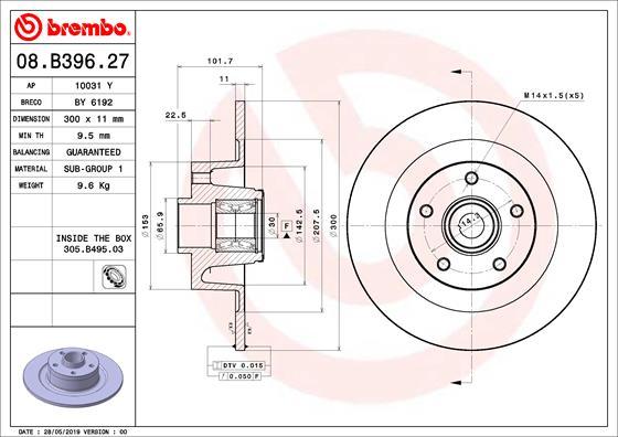 Brembo 08.B396.27 - Bremžu diski www.autospares.lv