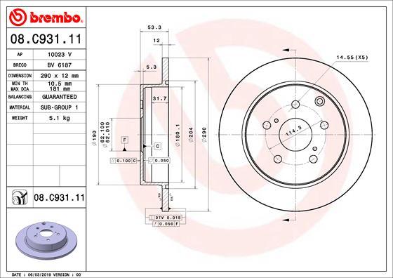 Brembo 08.C931.11 - Bremžu diski www.autospares.lv