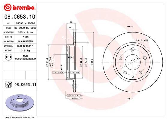 Brembo 08.C653.11 - Bremžu diski www.autospares.lv