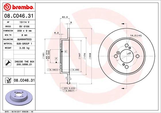 Brembo 08.C046.31 - Bremžu diski www.autospares.lv