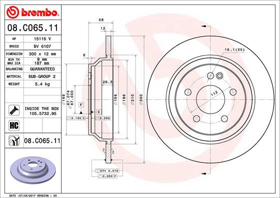 Brembo 08.C065.11 - Bremžu diski www.autospares.lv