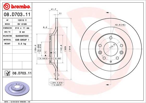 Brembo 08.D703.11 - Bremžu diski www.autospares.lv