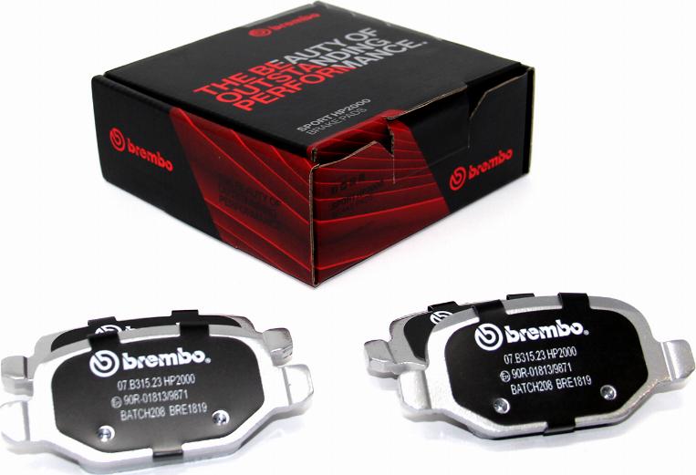 Brembo 07.B315.23 - Augstas veiktspējas bremžu uzliku komplekts autospares.lv