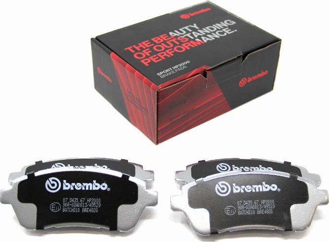 Brembo 07.D435.67 - Augstas veiktspējas bremžu uzliku komplekts www.autospares.lv